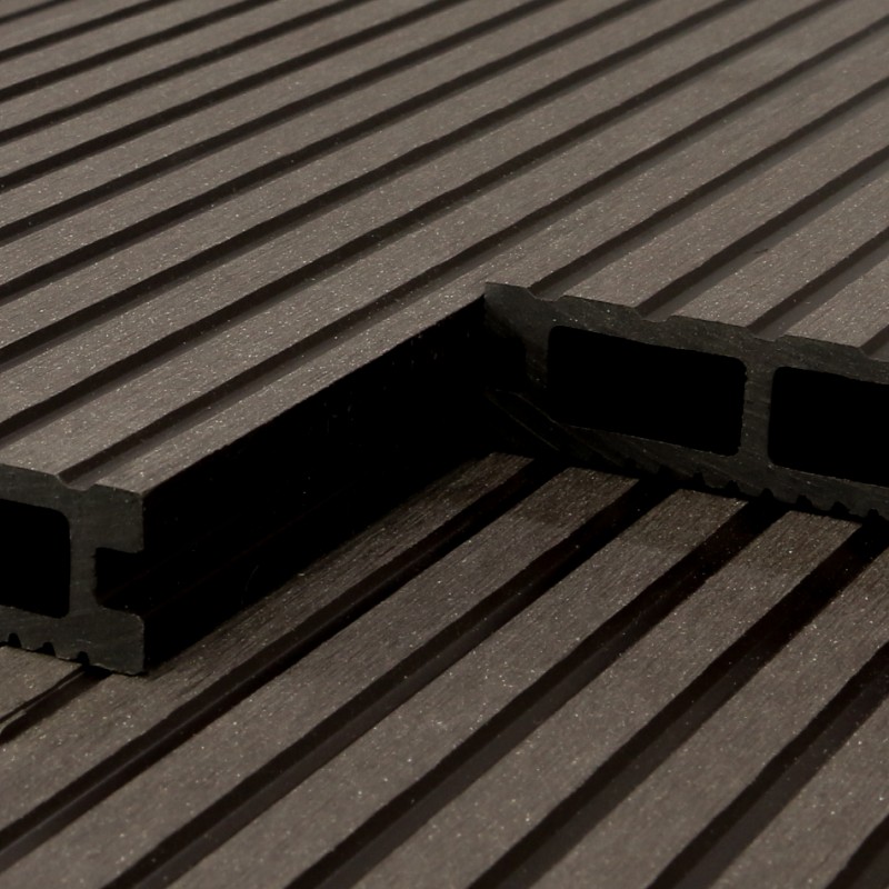 WPC Terrassendiele, Hohldiele, 24 x 146 mm, grob / fein, Dunkelbraun