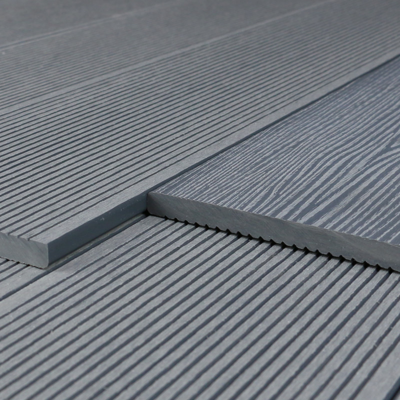 WPC Abschlussleiste in Holzoptik, 11 x 140 mm, Wellenstruktur / fein, Grau