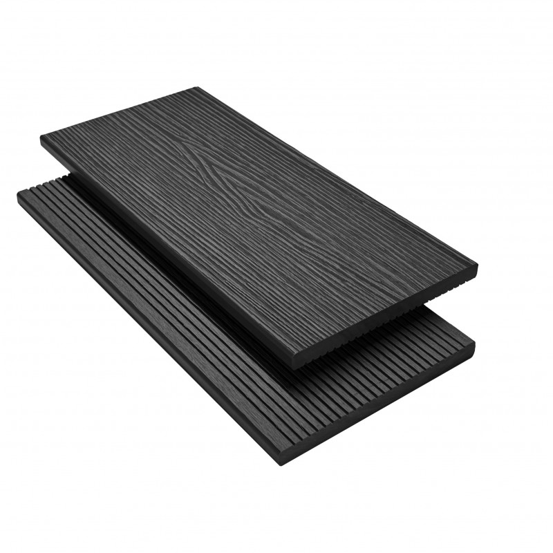 WPC Abschlussleiste in Holzoptik, 11 x 140 mm, Wellenstruktur / fein, Dunkelgrau